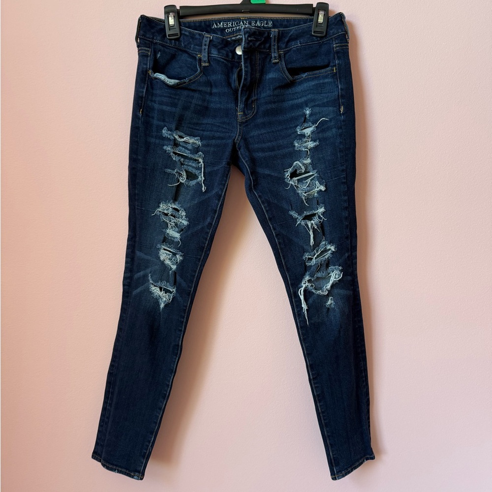 American Eagle Outfitters Blue Skinny Jeans Distressed Style